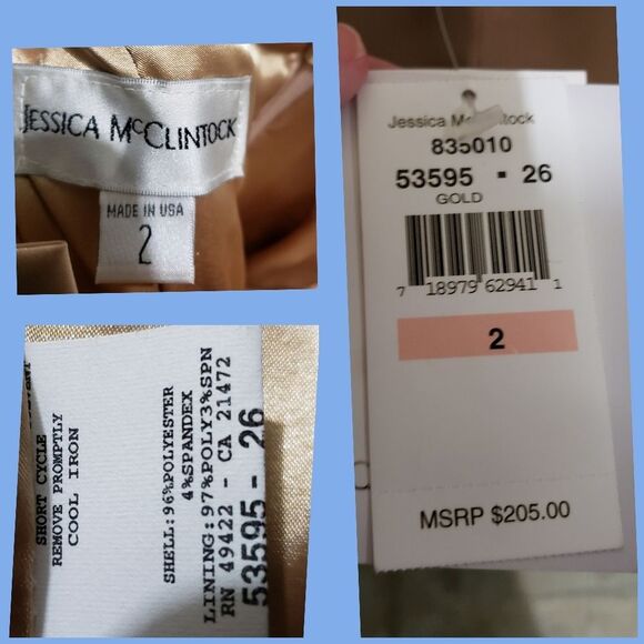 Gold Bondage Look Jessica McClintock Dress Size 2 NWT - Picture 5 of 5